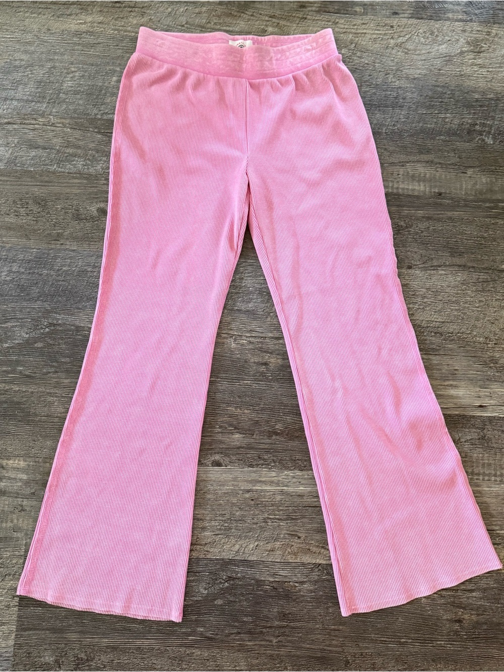 Sunny Side by Sundry Pink Ribbed Flare Lounge Pants Small